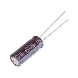 Condensator electrolitic low ESR THT 220uF 35VDC Ø8x20mm pentru circuite electrice | Electronic-mag.ro | Componente Electronice