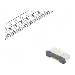 Conector FFC/FPC vertical 8 pini ZIF SMT 500mA cositorit pentru aplicații electronice | Electronic-mag.ro | Componente Electronice
