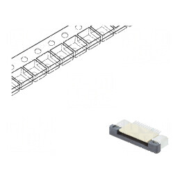 Conector FFC/FPC orizontal 14 pini ZIF SMT 500mA cositorit | Electronic-mag.ro | Componente Electronice