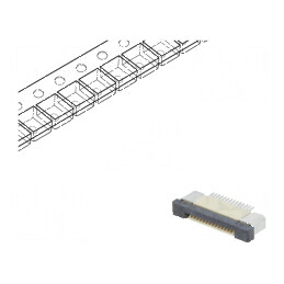 Conector FFC/FPC orizontal 14 PIN ZIF SMT 500mA, cositorit - pentru montaj electronic | Electronic-mag.ro | Componente Electronice