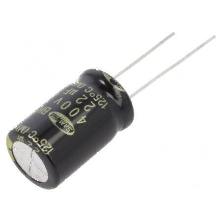 Condensator electrolitic THT 22uF 400VDC Ø12,5x20mm ±20% - Componentă electronică pentru circuite electrice | Electronic-mag.ro | Componente Electronice