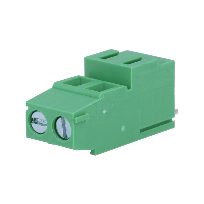 Regletă de conexiuni pentru PCB în unghi de 90° 5,08mm, 2 piste, curent maxim 24A | Electronic-mag.ro | Componente Electronice