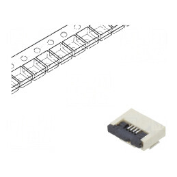 Conector FFC/FPC orizontal 4 pini ZIF SMT 500mA cositorit | Electronic-mag.ro | Componente Electronice