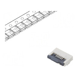 Conector FFC/FPC orizontal ZIF 6 pini SMT 500mA cositorit | Electronic-mag.ro | Componente Electronice