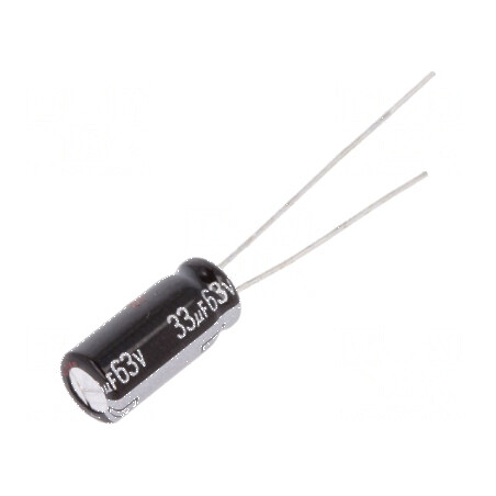 Condensator electrolitic THT 33uF 63VDC Ø6,3x15mm ±20% 7000h pentru circuite electronice | Electronic-mag.ro | Componente Electronice