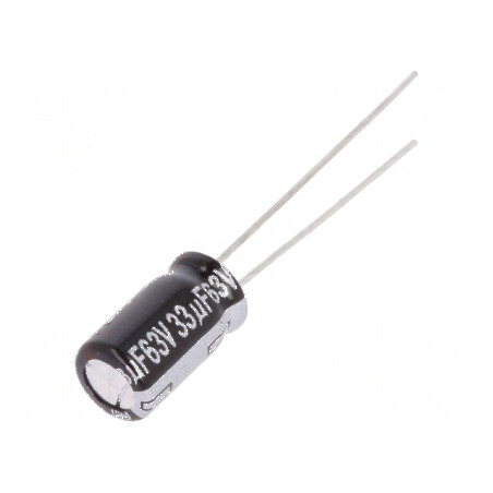 Condensator electrolitic THT 33uF 63VDC Ø6,3x11,2mm ±20% - componentă electronică | Electronic-mag.ro | Componente Electronice