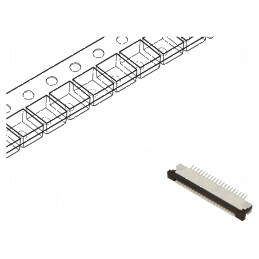 Conector FFC/FPC Orizontal 20 PIN ZIF SMT 50V 0,4A -25÷85°C | Electronic-mag.ro | Componente Electronice