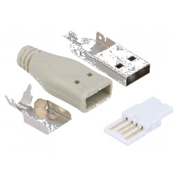 Conector USB A mufă pe cablu cu manşon pentru lipire | Electronic-mag.ro | Componente Electronice