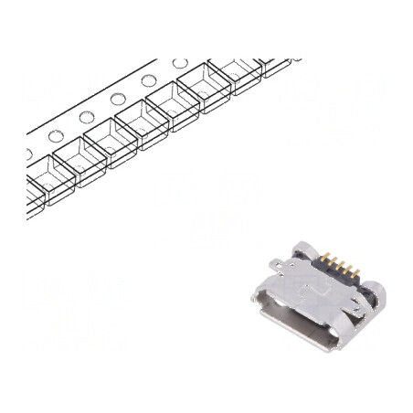 Conector USB B micro soclu SMT PIN 5 orizontale pentru PCB | Electronic-mag.ro | Componente Electronice