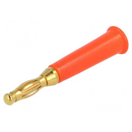 Conector banană 4mm roşu neizolat 60VDC, Lungime totală 44mm | Electronic-mag.ro | Componente Electronice