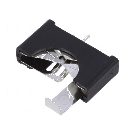 Soclu baterie CR2032 vertical THT 21,43mm negru | Electronic-mag.ro | Componente Electronice