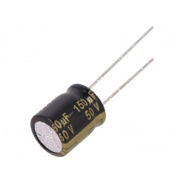Condensator electrolitic low ESR THT 150uF 50VDC Ø10x12,5mm - Componentă electronică pentru circuite | Electronic-mag.ro | Componente Electronice