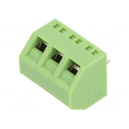 Regletă de conexiuni pentru PCB în unghi de 45°, cu 3 piste de 1,5mm², 5mm | Electronic-mag.ro | Componente Electronice