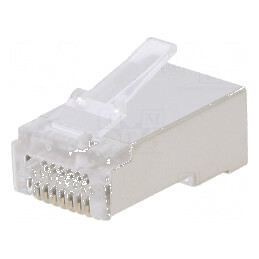 Conector RJ45 ecranat Cat 6, 8p8c, pentru cabluri de 4,8÷6,5mm | Electronic-mag.ro | Componente Electronice