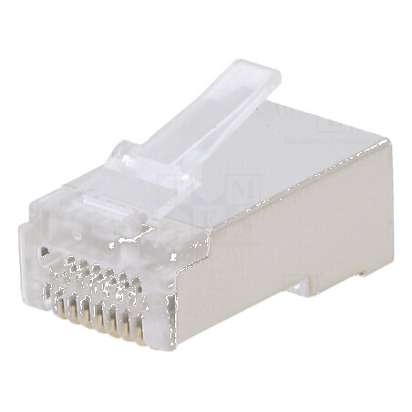 Conector RJ45 ecranat Cat 6, 8p8c, pentru cabluri de 4,8÷6,5mm | Electronic-mag.ro | Componente Electronice