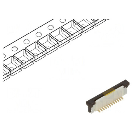 Conector FFC/FPC vertical PIN 12 ZIF SMT 125V 1A gold flash | Electronic-mag.ro | Componente Electronice