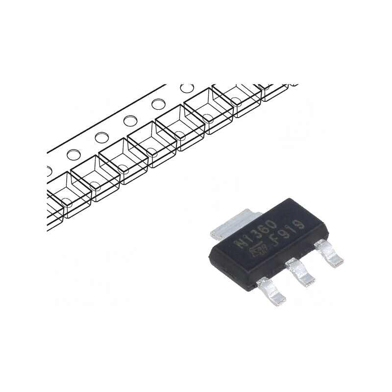 Tranzistor NPN bipolar 60V 3A 1,6W SOT223 - Componentă electronică pentru circuite | Electronic-mag.ro | Componente Electronice