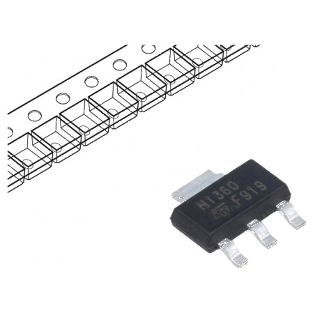 Tranzistor NPN bipolar 60V 3A 1,6W SOT223 - Componentă electronică pentru circuite | Electronic-mag.ro | Componente Electronice