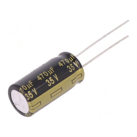 Condensator electrolitic low ESR THT 470uF 35VDC Ø10x20mm - componentă electronică | Electronic-mag.ro | Componente Electronice