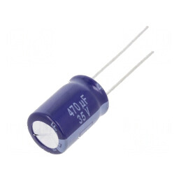 Condensator electrolitic THT 470uF 35VDC Ø10x16mm Raster 5mm - Componentă electronică | Electronic-mag.ro | Componente Electronice