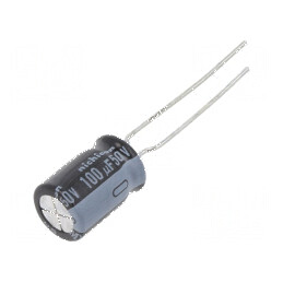 Condensator electrolitic low ESR THT 100uF 50VDC Ø8x11,5mm - Componentă electronică de înaltă performanță | Electronic-mag.ro | Componente Electronice
