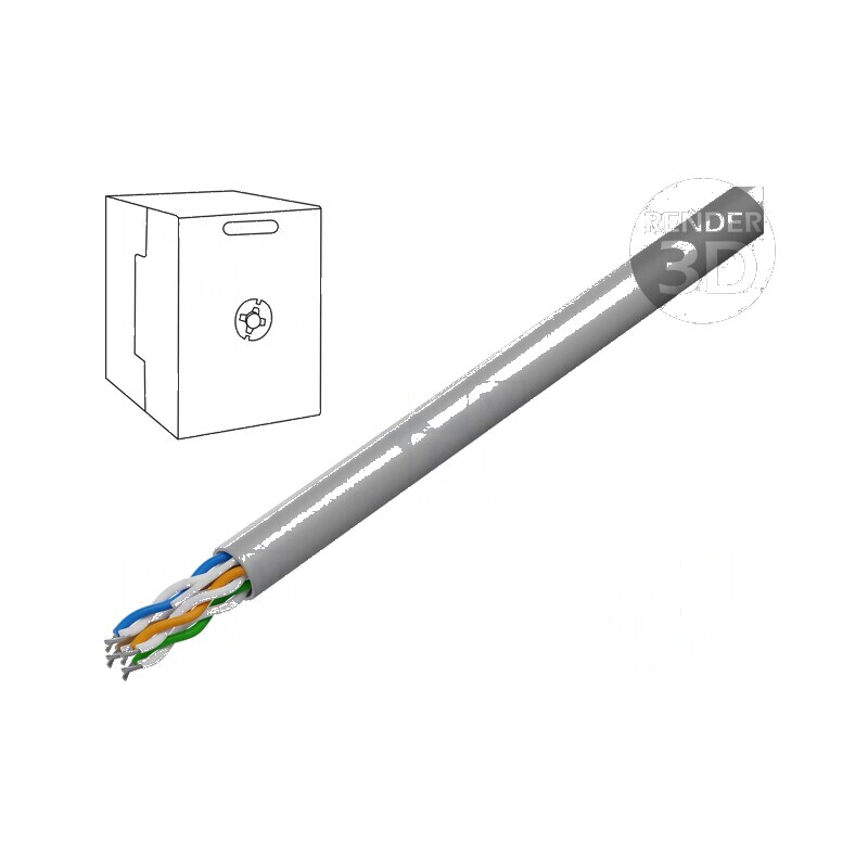 Cablu U/UTP 5e 4x2x24AWG litat CCA PVC gri 305m, Øcablu 5,2mm | Electronic-mag.ro | Componente Electronice Cablu U/UTP 5e 4x2x24AWG litat CCA PVC gri 305m, Øcablu 5,2mm | Electronic-mag.ro | Componente Electronice
