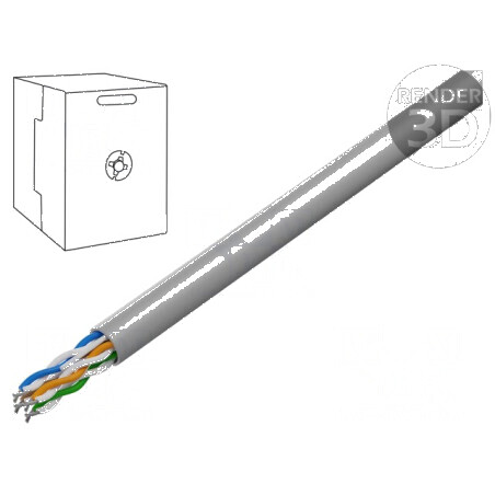 Cablu U/UTP 5e 4x2x24AWG litat CCA PVC gri 305m, Øcablu 5,2mm | Electronic-mag.ro | Componente Electronice
