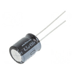 Condensator electrolitic THT 4,7uF 450VDC Ø10x12,5mm ±20% - Componente electronice | Electronic-mag.ro | Componente Electronice