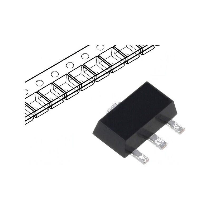 Tranzistor NPN bipolar Darlington 45V 1A 1,3W SC62 SOT89 - Componentă electronică SMD | Electronic-mag.ro | Componente Electronice Tranzistor NPN bipolar Darlington 45V 1A 1,3W SC62 SOT89 - Componentă electronică SMD | Electronic-mag.ro | Componente Electronice
