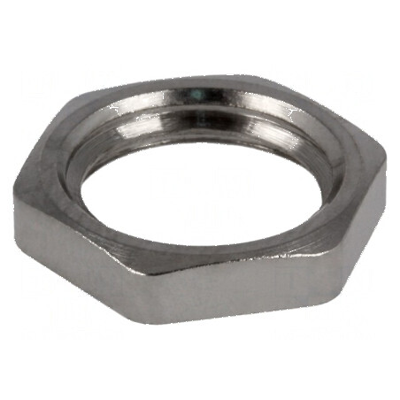 Piuliță M20 din alamă nichelată, 24mm, pas 1.5 | Electronic-mag.ro | Componente Electronice