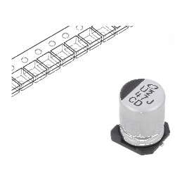 Condensator electrolitic low ESR SMD 47uF 63VDC Ø8x10mm ±20% - Componentă electronică de calitate superioară | Electronic-mag.ro | Componente Electronice
