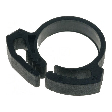 Clipsuri Øbuclă din poliamidă neagră UL94HB, dimensiuni 15,9-18,2mm, lățime 5,9mm | Electronic-mag.ro | Componente Electronice