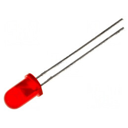 LED 5mm roșie 12÷30mcd 60° cu parte frontală convexă - Nr. term: 2 | Electronic-mag.ro | Componente Electronice