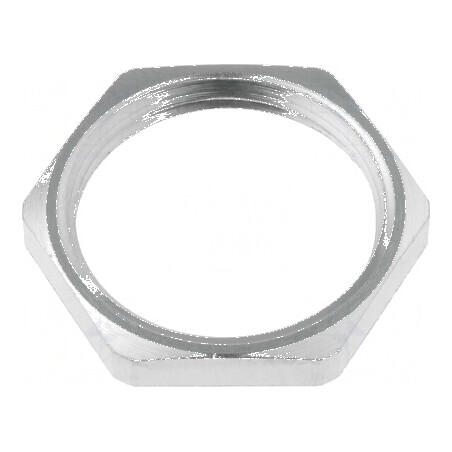 Piuliță PG11 din alamă nichelată, grosime 3mm, cheie 21mm, filet PG | Electronic-mag.ro | Componente Electronice