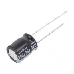 Condensator electrolitic low ESR THT 220uF 35VDC Ø10x12,5mm - Componentă electronică de calitate | Electronic-mag.ro | Componente Electronice