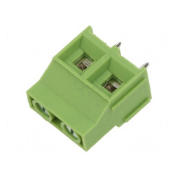Regletă de conexiuni pentru PCB în unghi de 90°, 9,5mm, 2 piste, verde | Electronic-mag.ro | Componente Electronice
