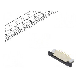 Conector FFC/FPC 8 PIN F52R contacte inferioare ZIF SMT 50V | Electronic-mag.ro | Componente Electronice