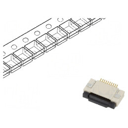 Conector FFC/FPC orizontale 10 pini ZIF SMT 50V 0,4A -25÷85°C | Electronic-mag.ro | Componente Electronice