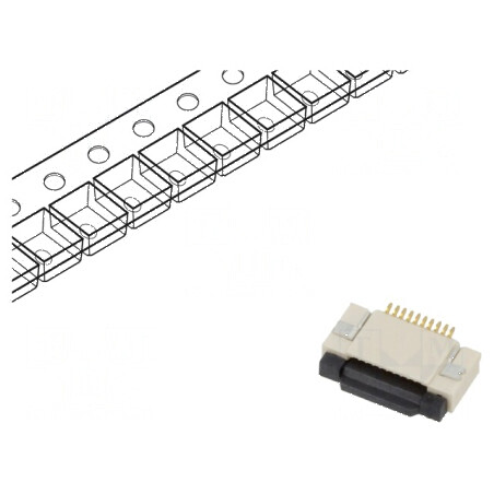 Conector FFC/FPC orizontale 10 pini ZIF SMT 50V 0,4A -25÷85°C | Electronic-mag.ro | Componente Electronice