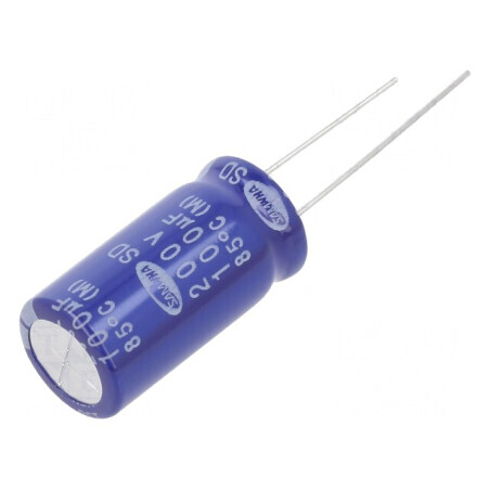 Condensator electrolitic THT 100uF 200VDC Ø12,5x25mm ±20% - Componentă electronică pentru circuite | Electronic-mag.ro | Componente Electronice