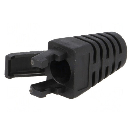 Protecție mufă RJ45 6mm neagră pentru cabluri de rețea | Electronic-mag.ro | Componente Electronice