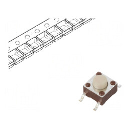 Microîntrerupător TACT SPST-NO 0,05A/12VDC SMT - Pozitie 2, Fara Contacte | Electronic-mag.ro | Componente Electronice