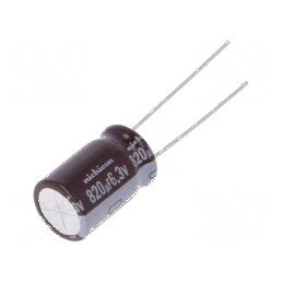 Condensator electrolitic low ESR THT 820uF 6,3VDC Ø10x16mm pentru circuite electrice | Electronic-mag.ro | Componente Electronice