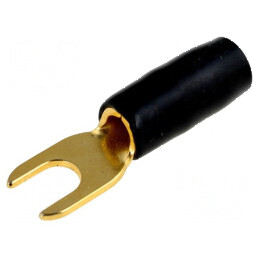 Terminal tip furcă M4 6mm² aurit, izolat negru | Electronic-mag.ro | Componente Electronice