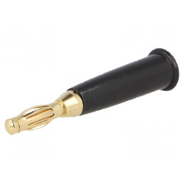 Conector banană 4mm negru neizolat 60VDC, lungime totală 44mm | Electronic-mag.ro | Componente Electronice