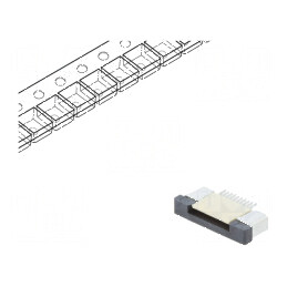 Conector FFC/FPC orizontal 10 pini ZIF SMT 500mA cositorit | Electronic-mag.ro | Componente Electronice