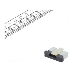 Conector FFC/FPC orizontal 4 PIN ZIF SMT 500mA cositorit | Electronic-mag.ro | Componente Electronice