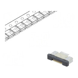 Conector FFC/FPC orizontal 8 PIN ZIF SMT 500mA cositorit | Electronic-mag.ro | Componente Electronice