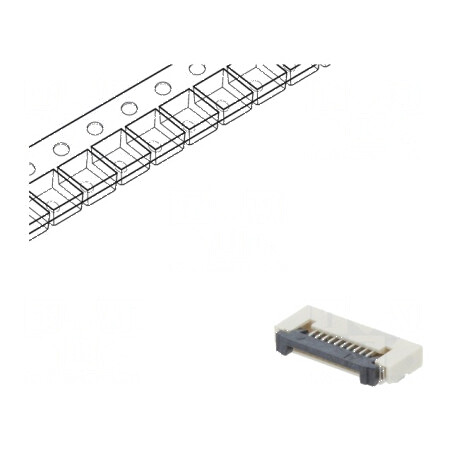 Conector FFC/FPC orizontal 10 pini ZIF SMT 500mA cositorit | Electronic-mag.ro | Componente Electronice