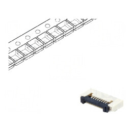 Conector FFC/FPC orizontal ZIF SMT 8 pini 500mA cositorit | Electronic-mag.ro | Componente Electronice